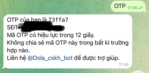 Mã OTP nhận được